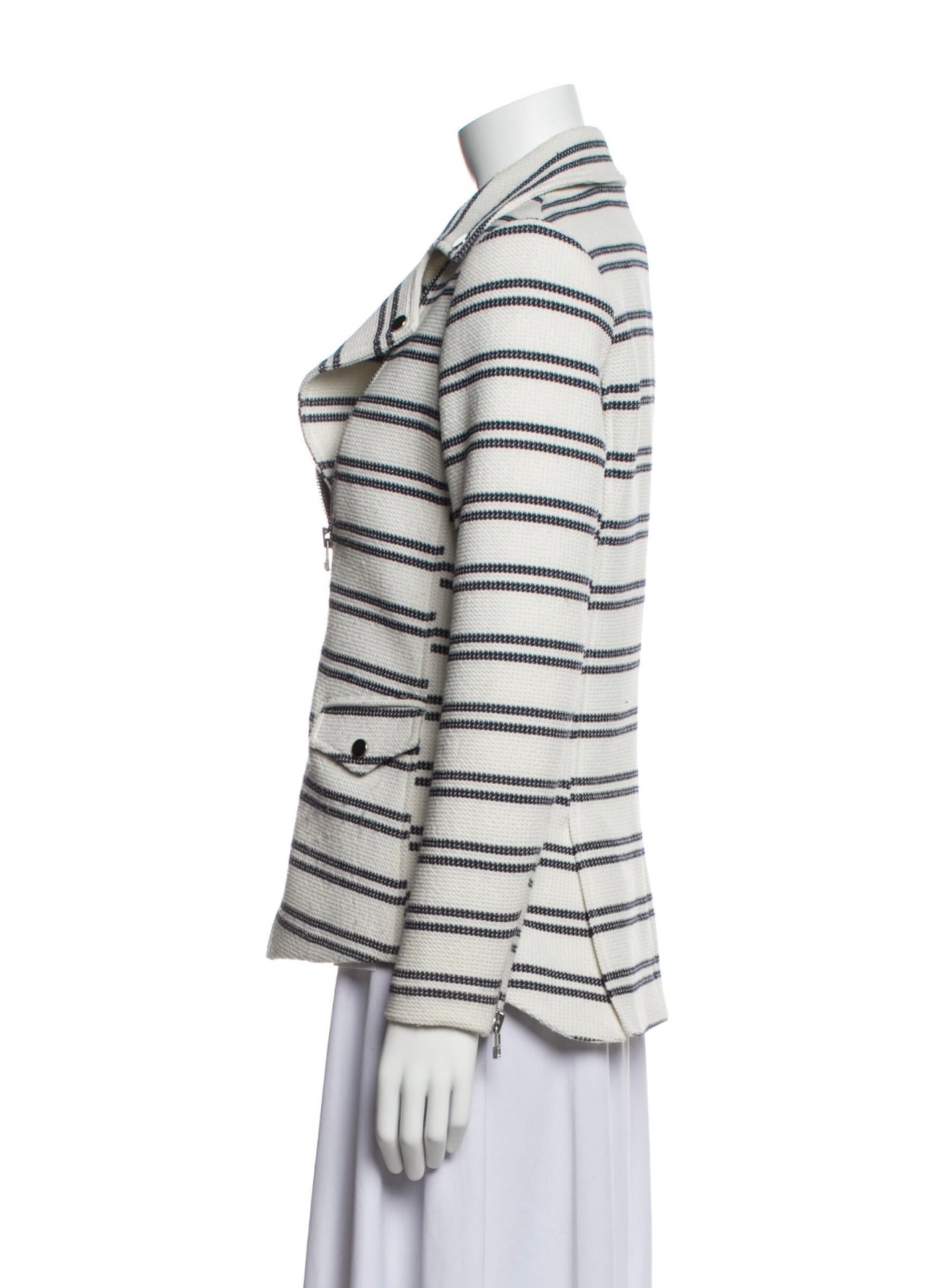 Veronica Beard - Navy & White Stripe Zip Blazer