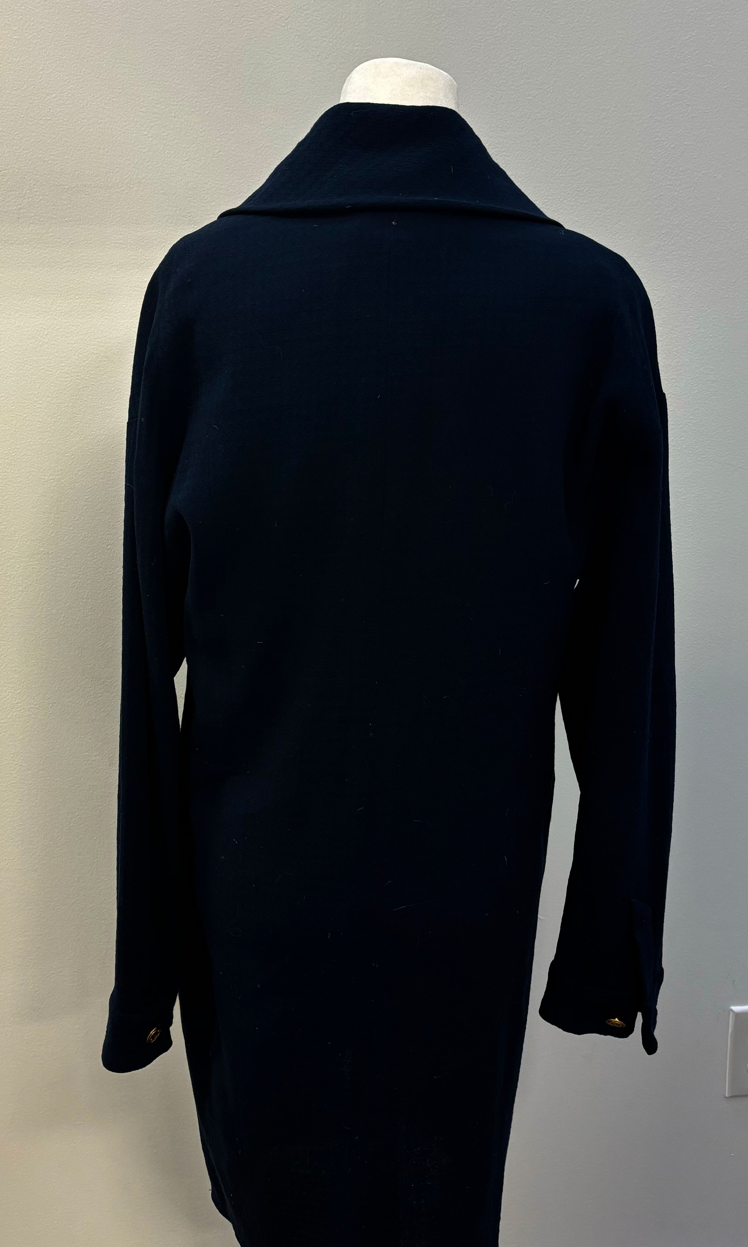 PRE-LOVED CHANEL BOUTIQUE blue long sleeve dress with gold buttons