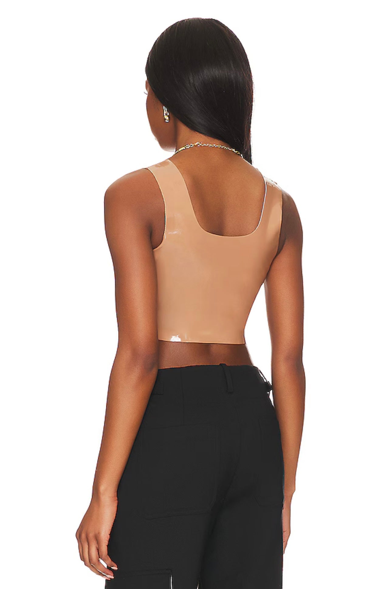 Commando - Faux Patent Leather Crop Top in Cocoa