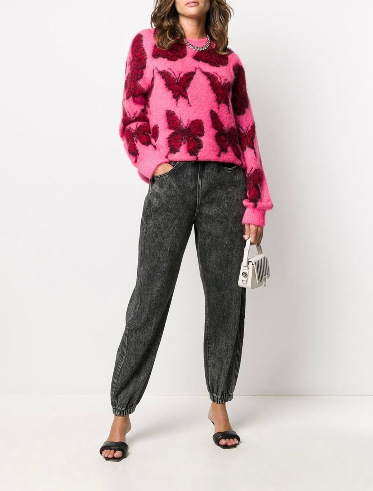 MSGM Butterfly Knitted Sweater Pink Shop Cares Closet