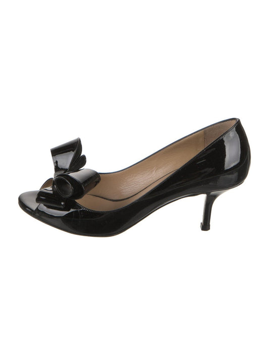 VALENTINO patent black bow heels