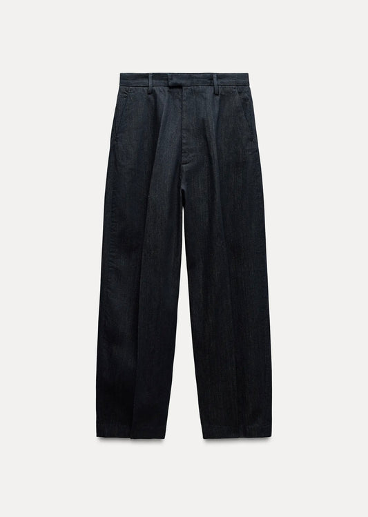 Zara - Denim Bandeau Top w/ Mid-Waist Jeans