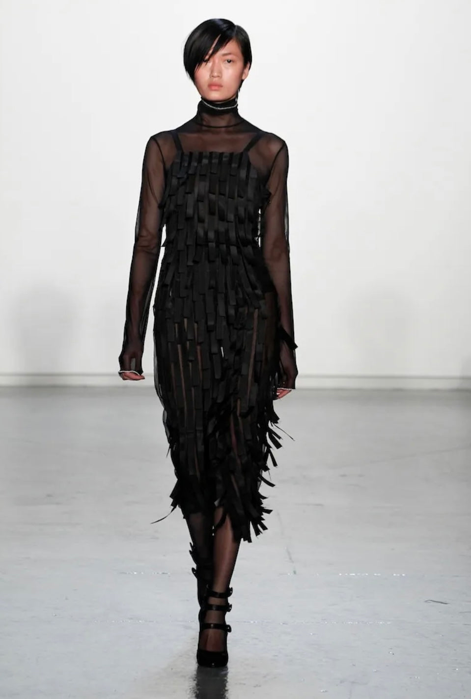 MISHA NONOO Black Fringe Dress