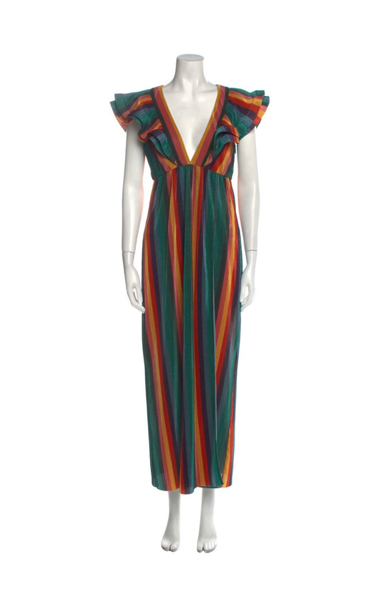 SAYLOR rainbow stripe pleated dress