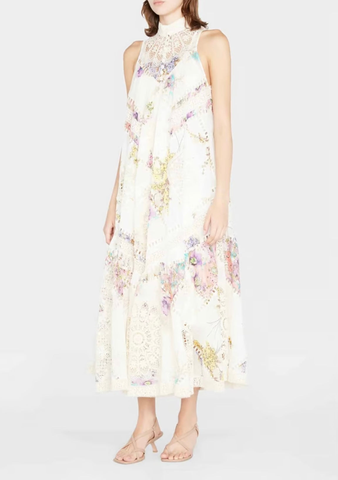 ZIMMERMANN 
Jude Floral Lace Yoke Maxi Dress - Spliced