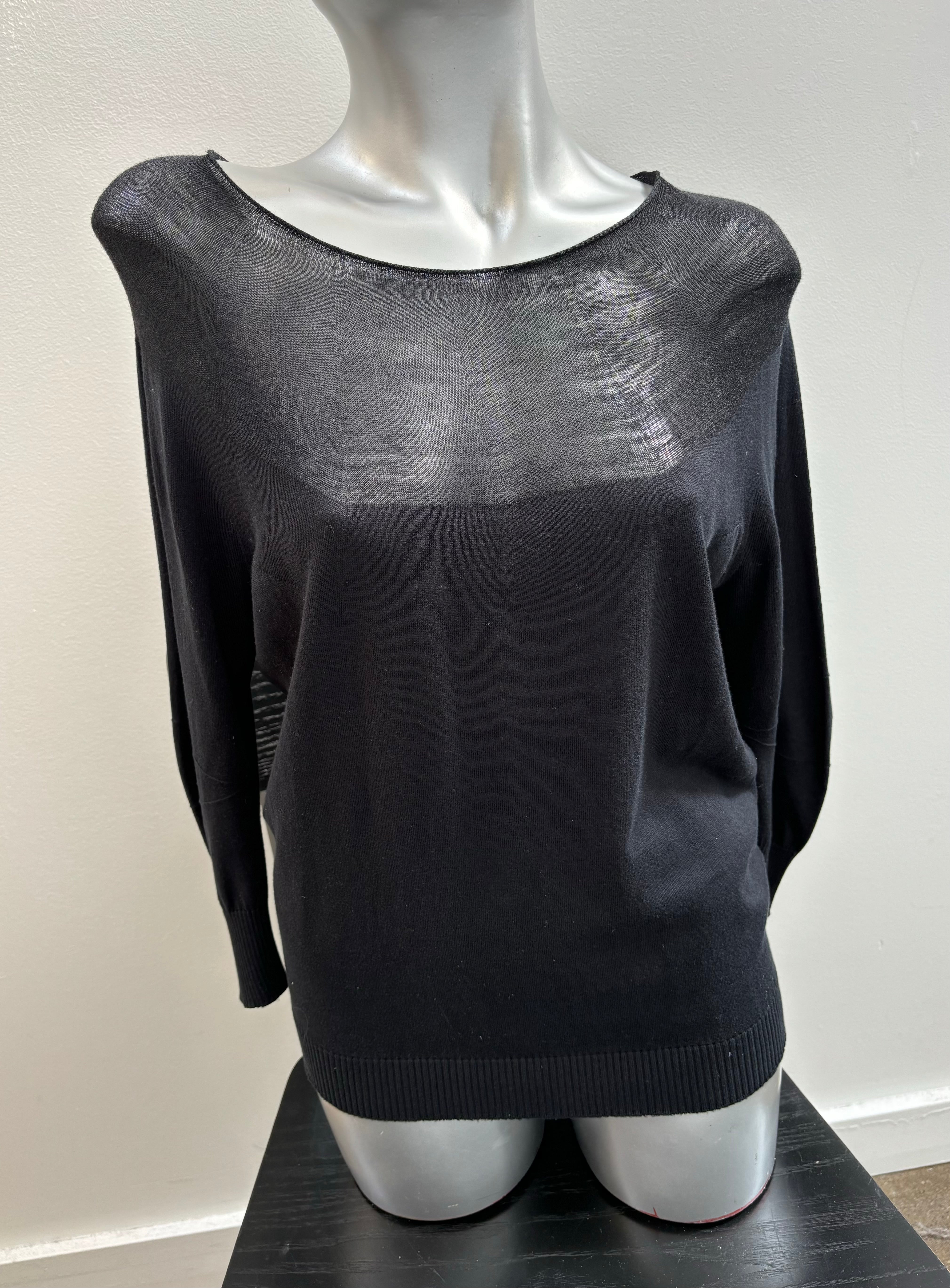 AGNONA black 3/4 sleeve knit sweater
