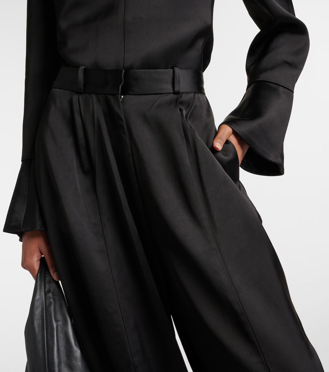 CO black satin pants