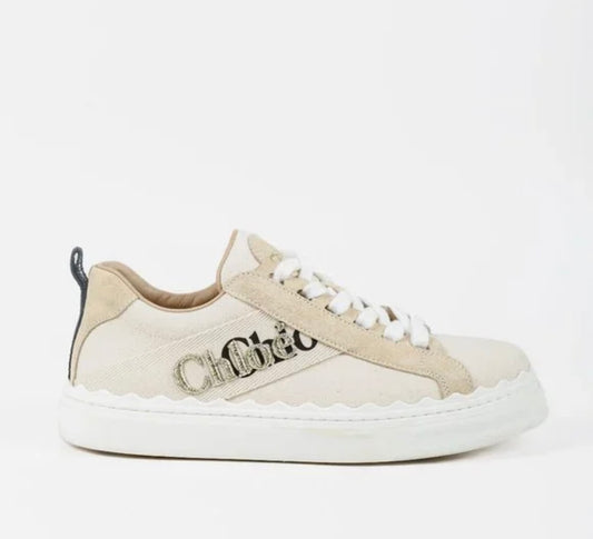 CHLOÉ - 
Beige Canvas Lauren Sneakers