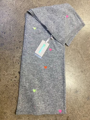 BRODIE CASHMERE - Grey Cashmere Scarf With Hearts