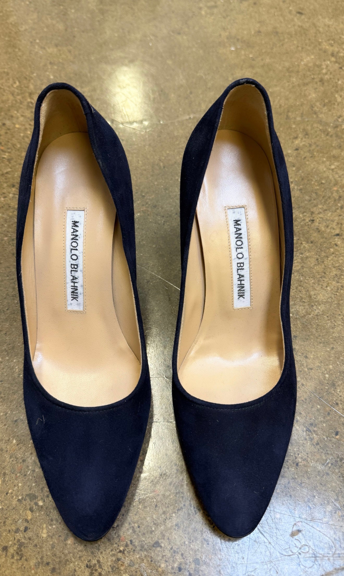 Manolo Blahnik - Blue Suede Block Heeels