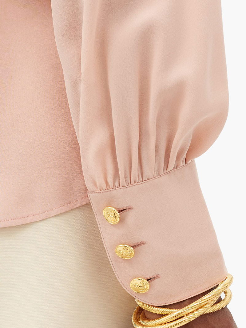 GUCCI anchor button silk-crepe blouse