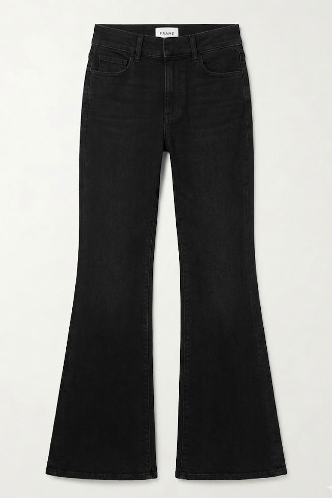 FRAME sheen noir (faded black) stretch flare jeans