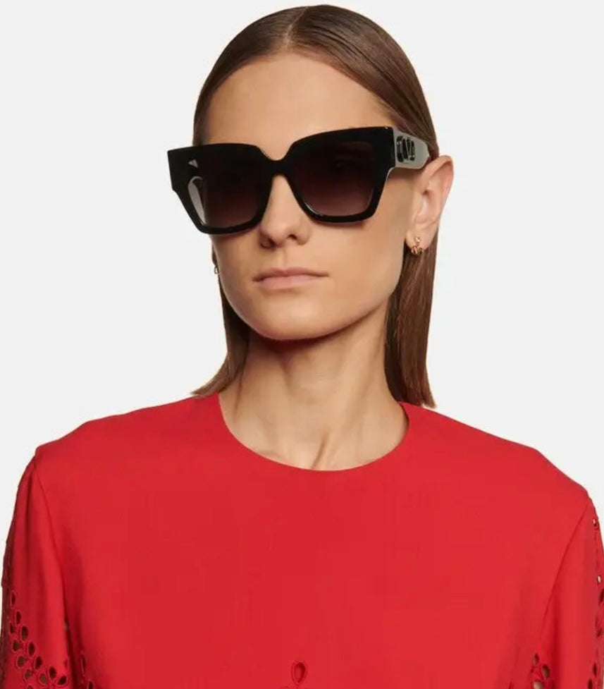 Valentino - VLogo Signature Square Acetate Sunglasses - Black - Valentino Eyewear