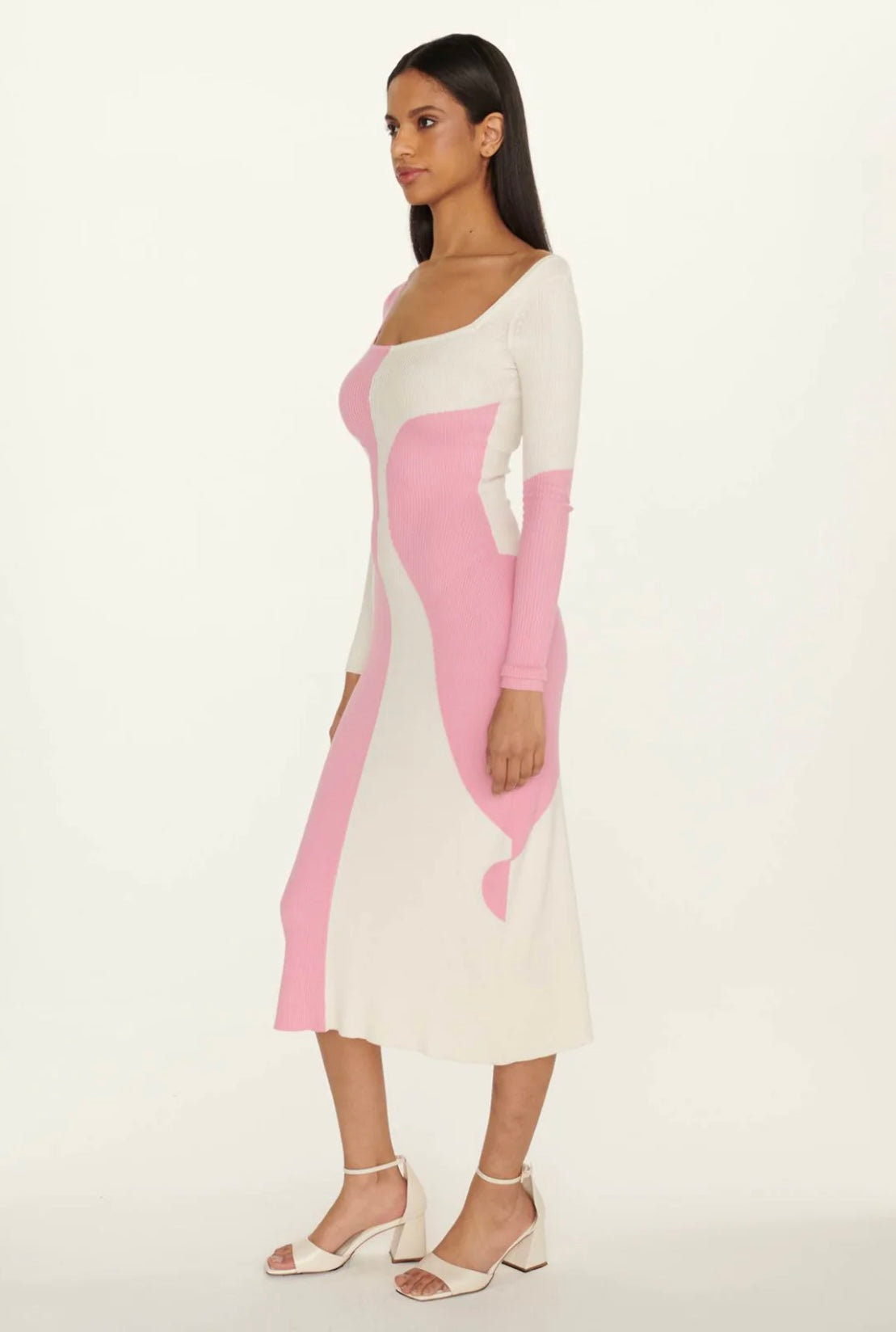 AHIRI - SQUARE NECK LONG KNIT DRESS