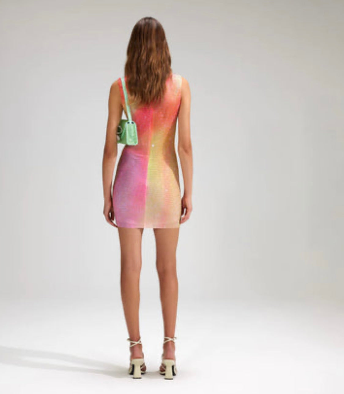 Self Portrait Printed Mesh Rhinestone Mini Dress Multi