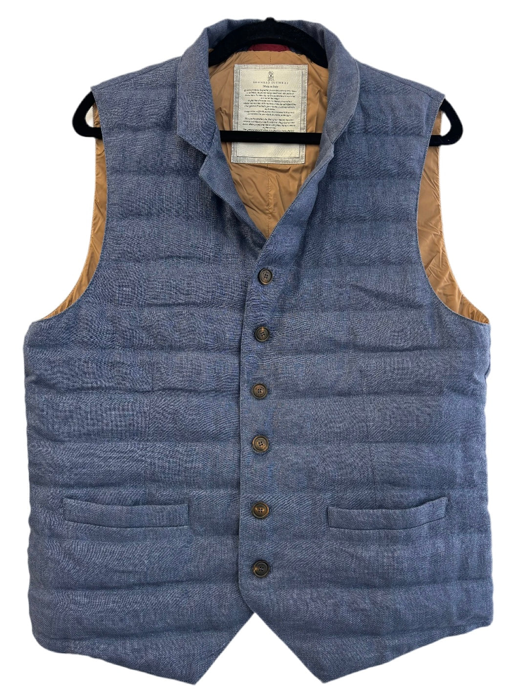 BRUNELLO CUCINELLI "denim" style vest with brown interior
