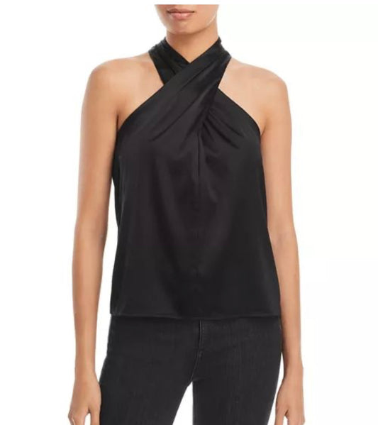 GENERATION LOVE WISTERIA SLEEVELESS SILK STRETCH CROSSOVER TOP