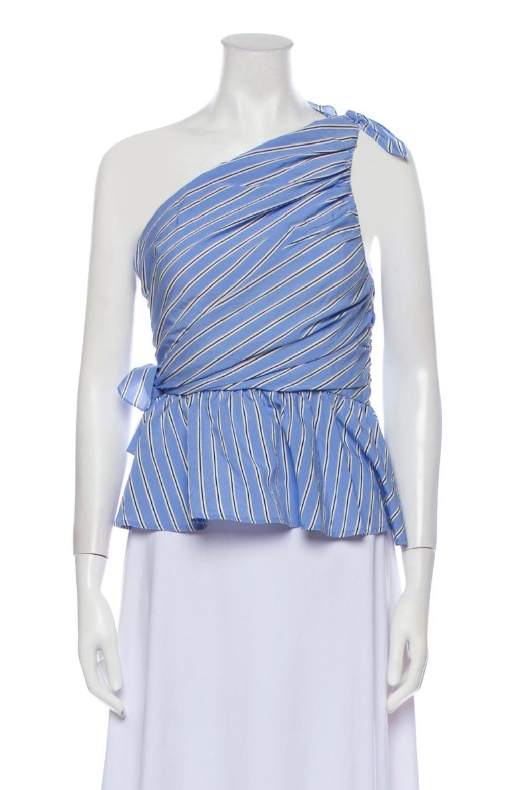 A.L.C. Striped One-Shoulder Crop Top