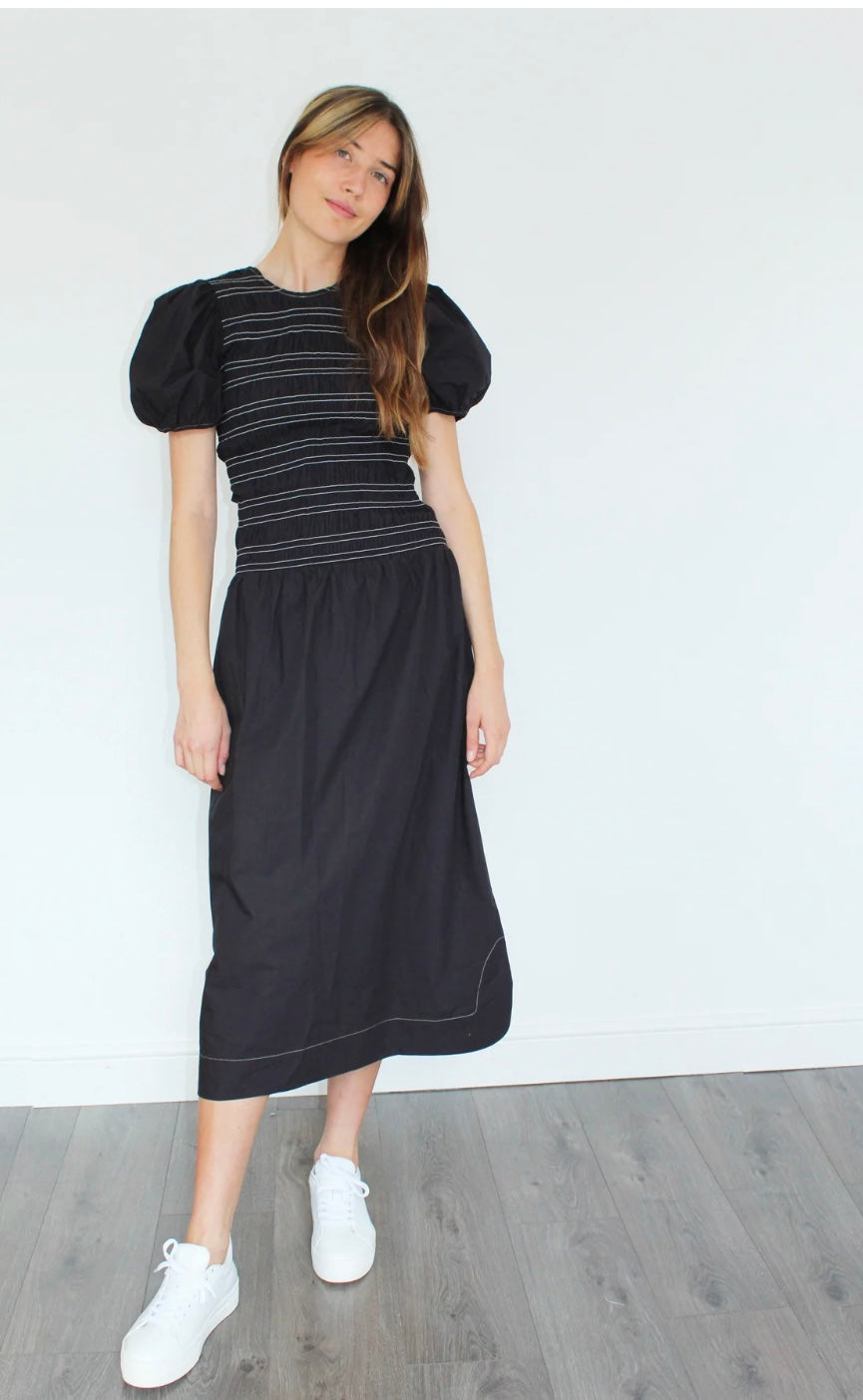 GANNI
Shirred cotton-poplin midi dress