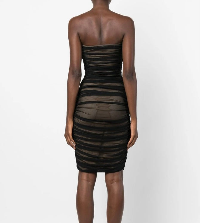 Norma Kamali Strapless Mesh Dress