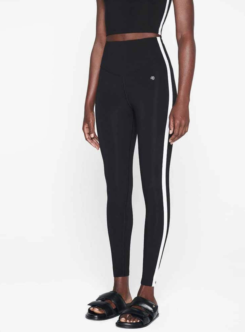 ANINE BING BLAKE LEGGING IN BLACK WITH WHITE STRIPE