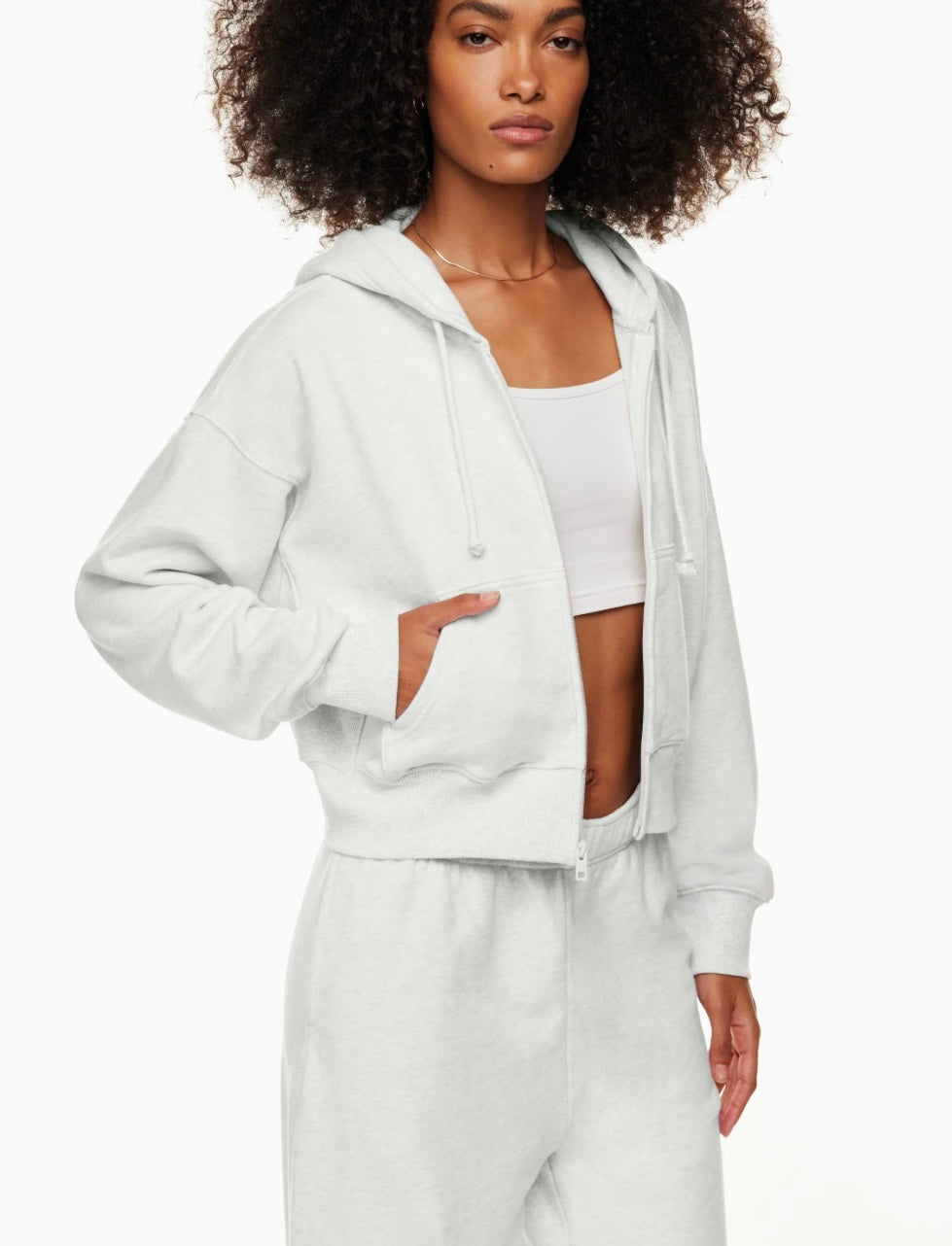 TNA - Terry Fleece Boyfriend Boxy Zip Hoodie