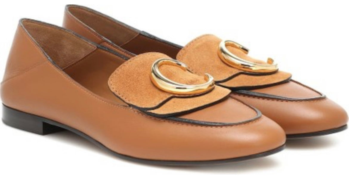 CHLOE C leather logo loafers with GHW