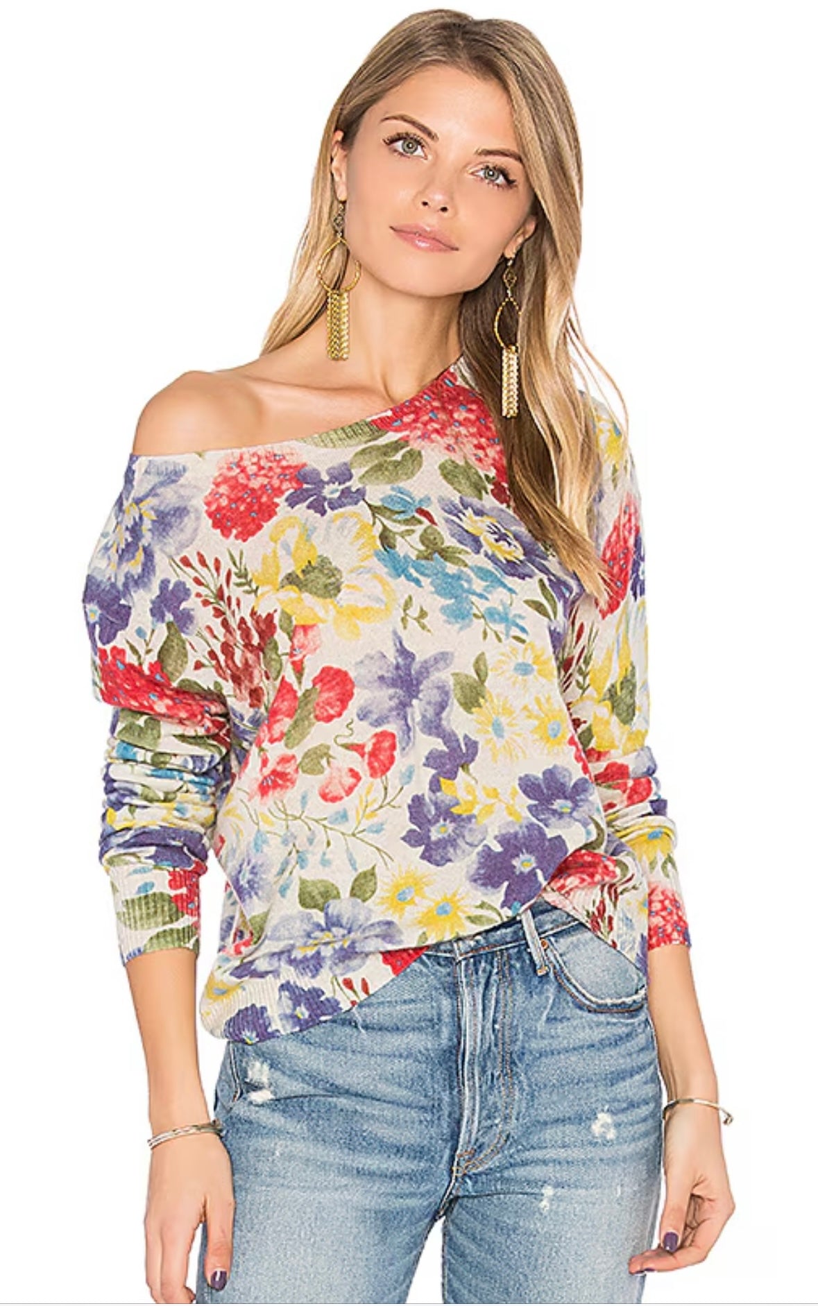 Autumn Cashmere Sweater- Crop Floral Sweater -100% cashmere