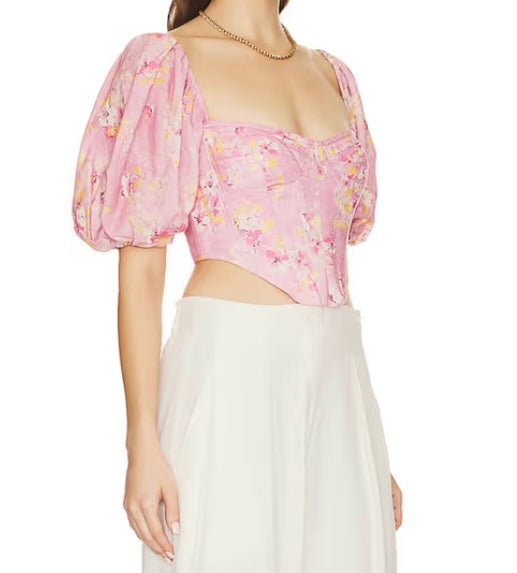 Bardot - Pink Floral Corset Top