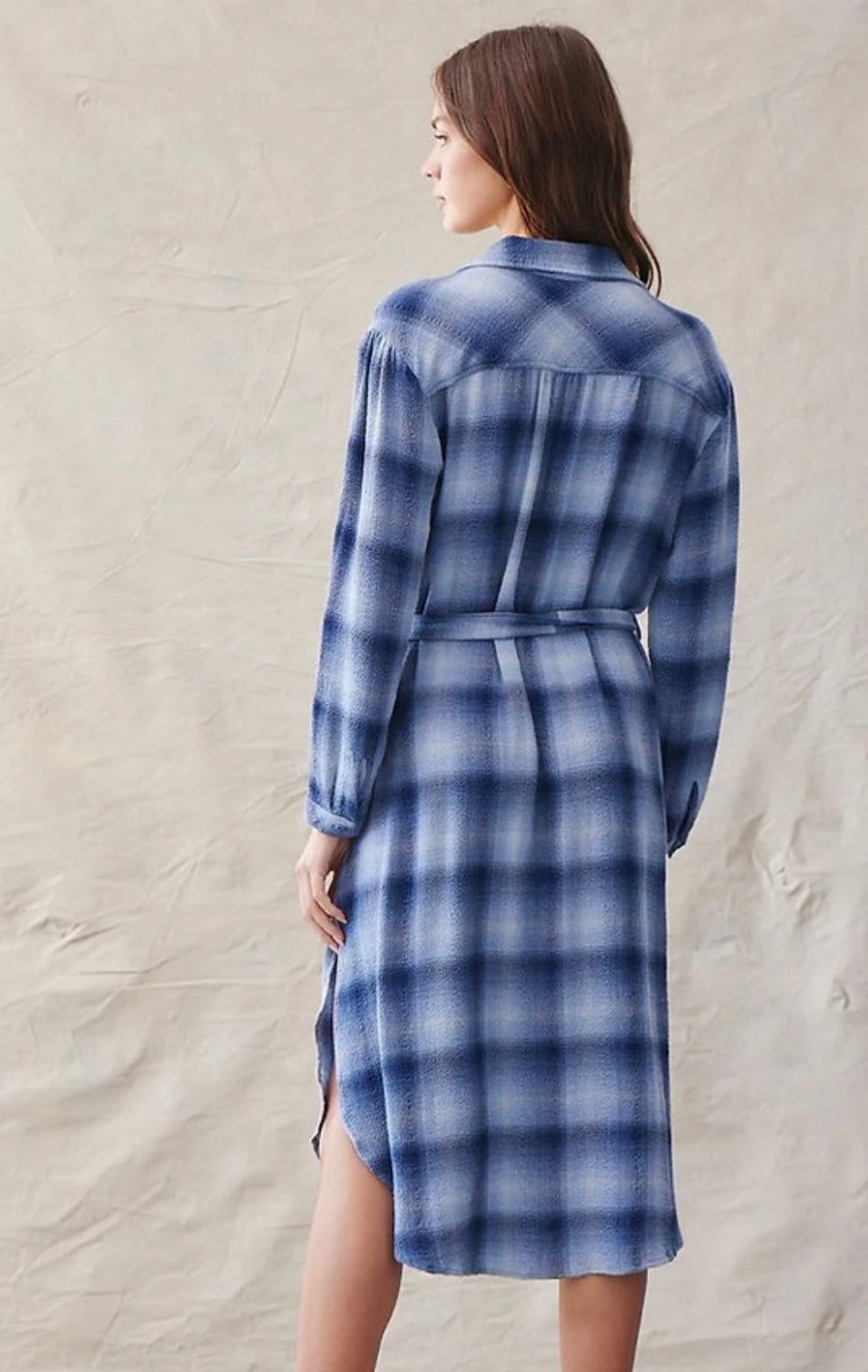 Bella Dahl Hi Lo Maxi Dress -
Indigo Heather Plaid