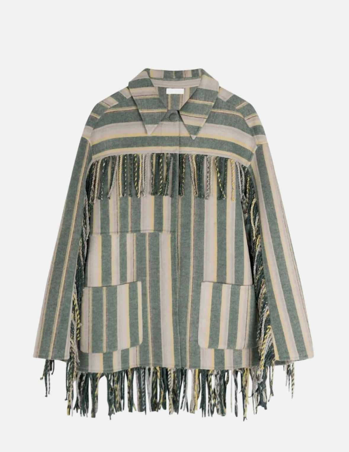 JONATHAN SIMKHAI -    
Pierre Wool Shirt Jacket In Cypress Stripe