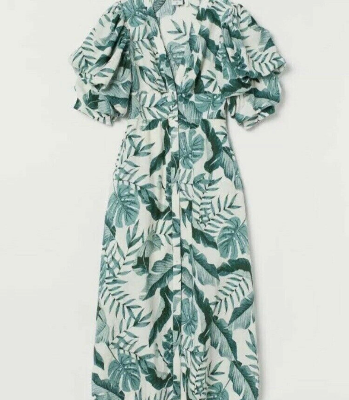 JOHANNA ORTIZ X HM linen green leaf dress