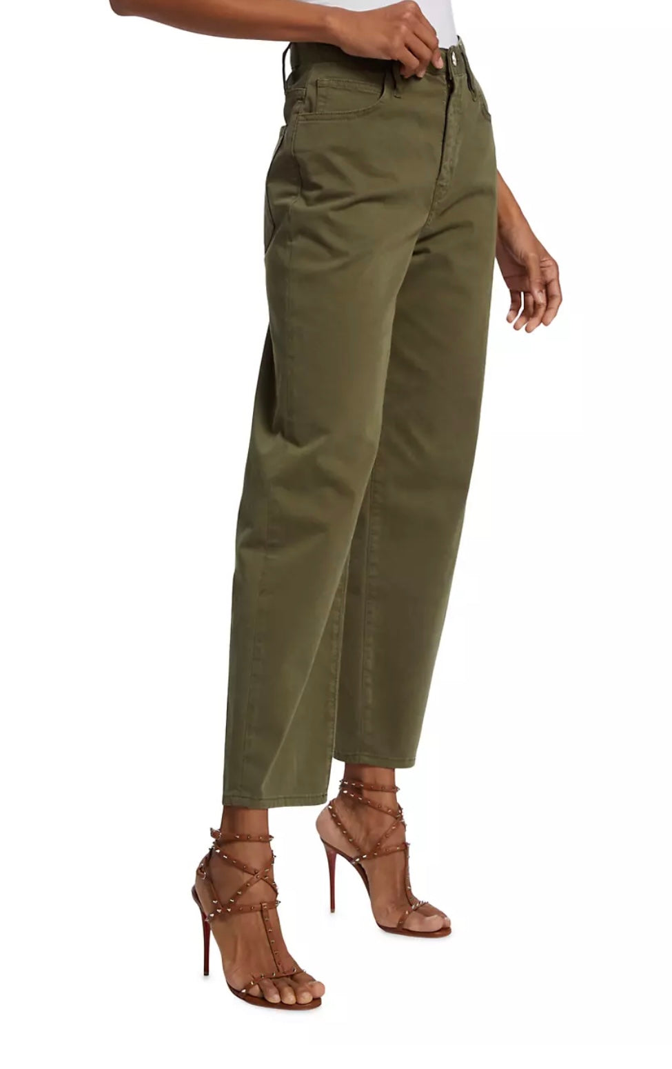 Frame - Twill High-Rise Barrel Pants