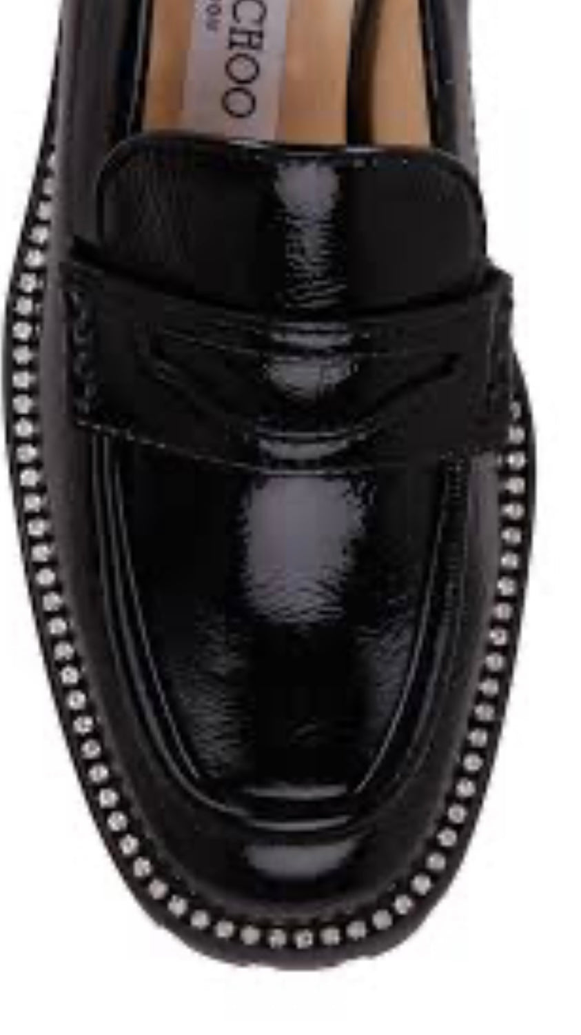 JIMMY CHOO patent loafers with crystals
