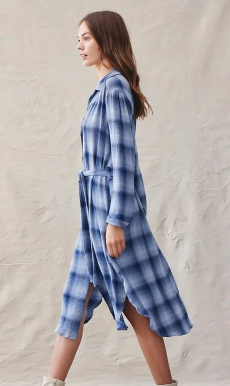 Bella Dahl Hi Lo Maxi Dress -
Indigo Heather Plaid