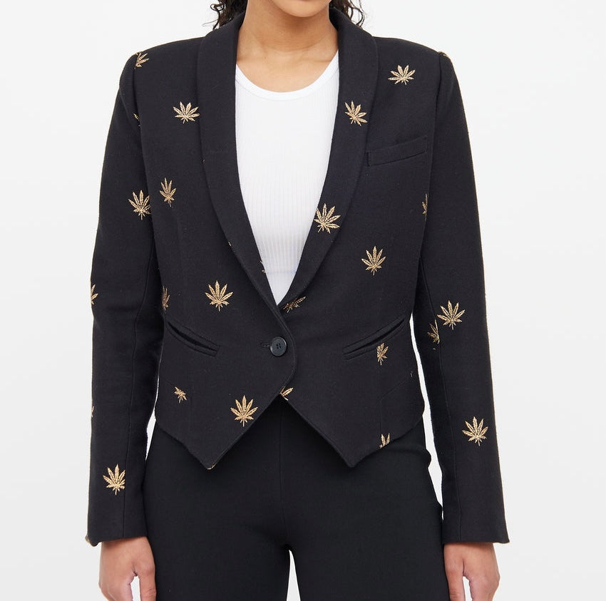 Smythe Cropped Gold Leaf Blazer