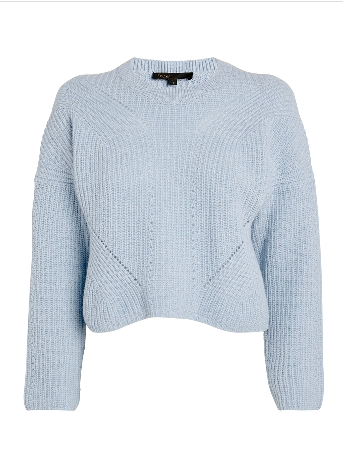 Maje- blue Wool-Blend Cropped Sweater