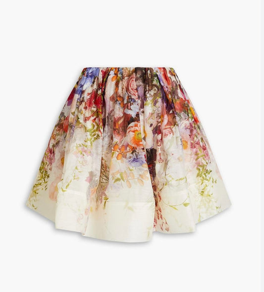 ZIMMERMANN -
Prima floral-print linen and silk-blend gauze mini skirt