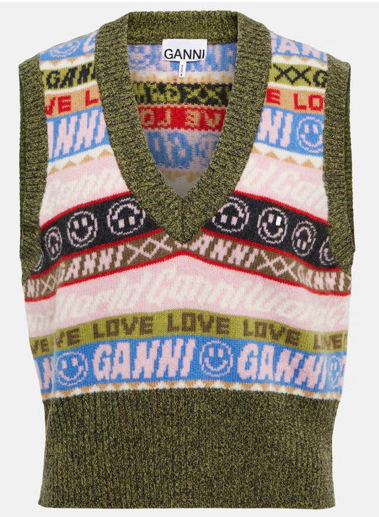 GANNI - Wool blend sweater vest