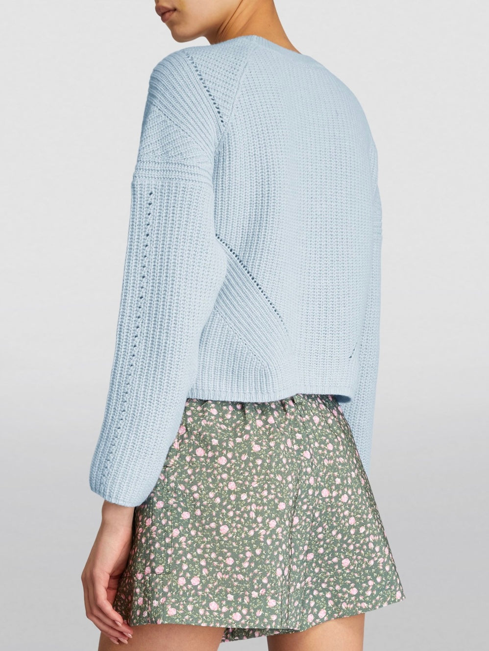 Maje- blue Wool-Blend Cropped Sweater