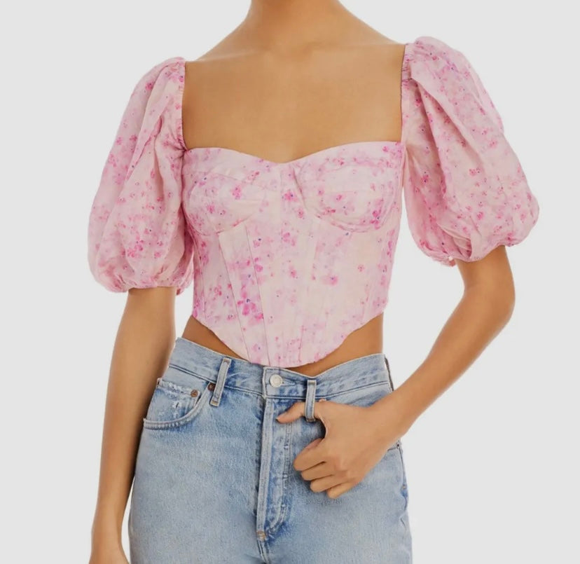 Bardot - Pink Floral Corset Top