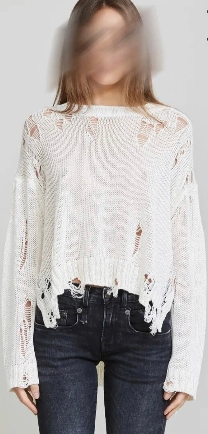 R13- Shredded Side Slit Sweater