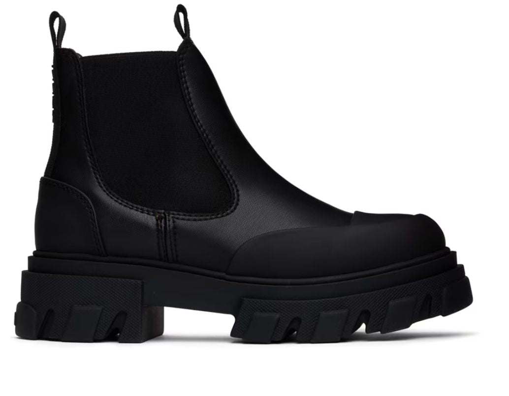GANNI Black Stitch Cleated Low Chelsea Boots