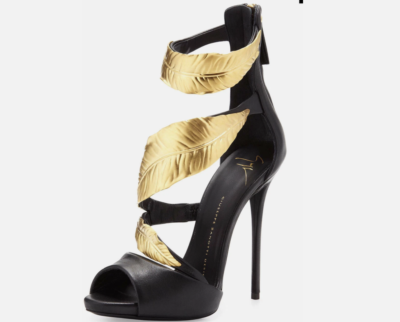 Giuseppe Zanotti Strappy Sandal with Gold Leaves