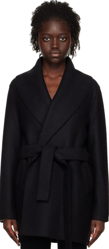 Harris Wharf London Black Shawl Coat