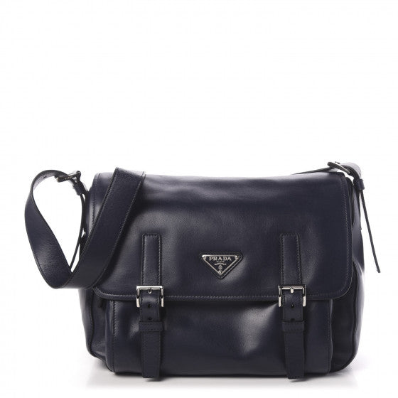 PRADA navy leather crossbody bag