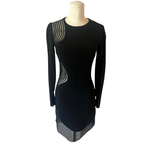 STELLA MCCARTNEY black mini long sleeve dress with shear side