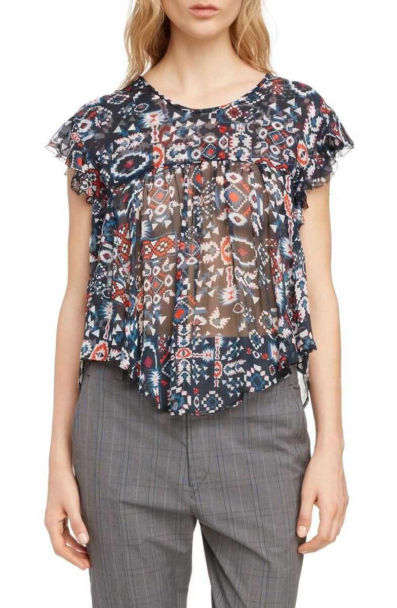 ISABEL MARANT ETOILE printed silk babydoll blouse