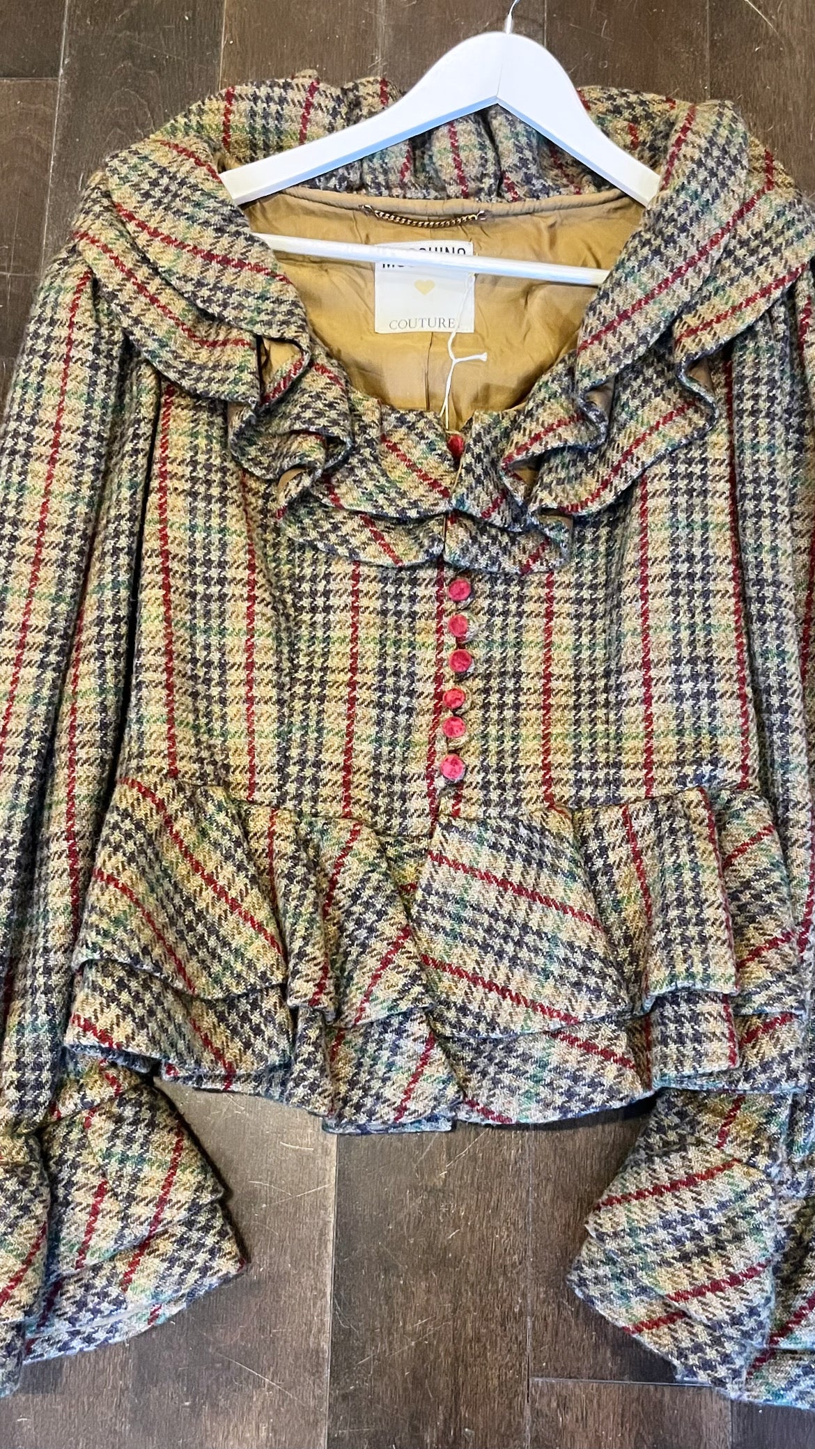 MOSCHINO COUTURE plaid frill wool jacket