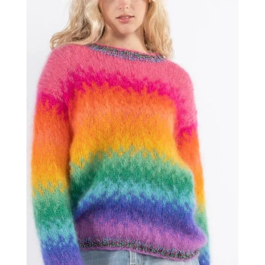 ROSIE CARMINE rainbow hooded sweater